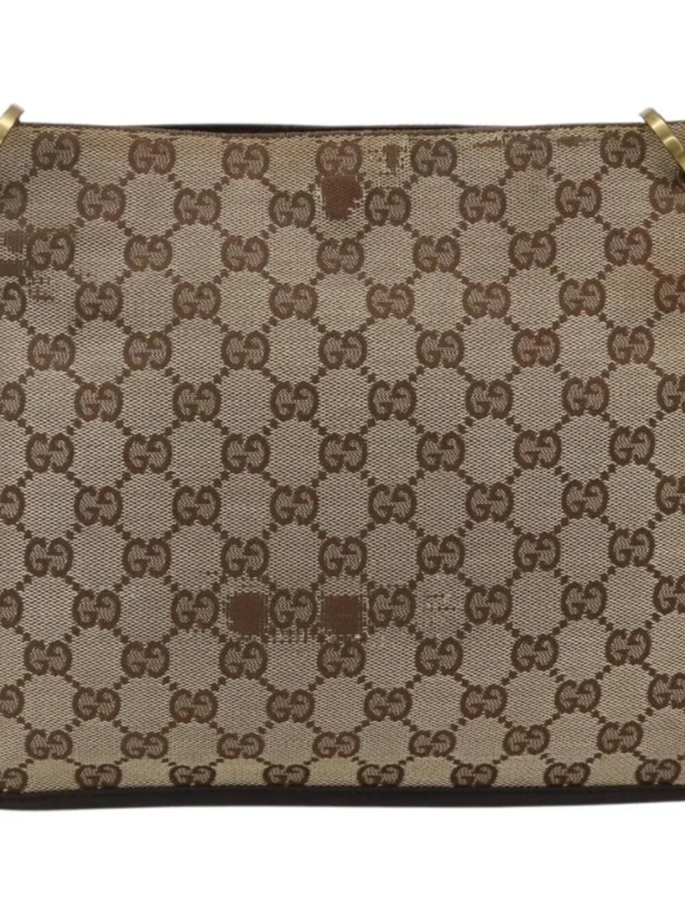 GUCCI GG Canvas Shoulder Bag Beige Gold 91762 Auth BAZ020
